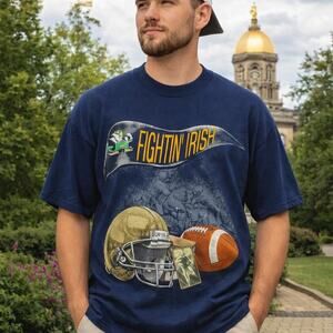 Nutmeg SZ L Notre Dame Single Stitch Fightin' Irish Tee NWT Rare